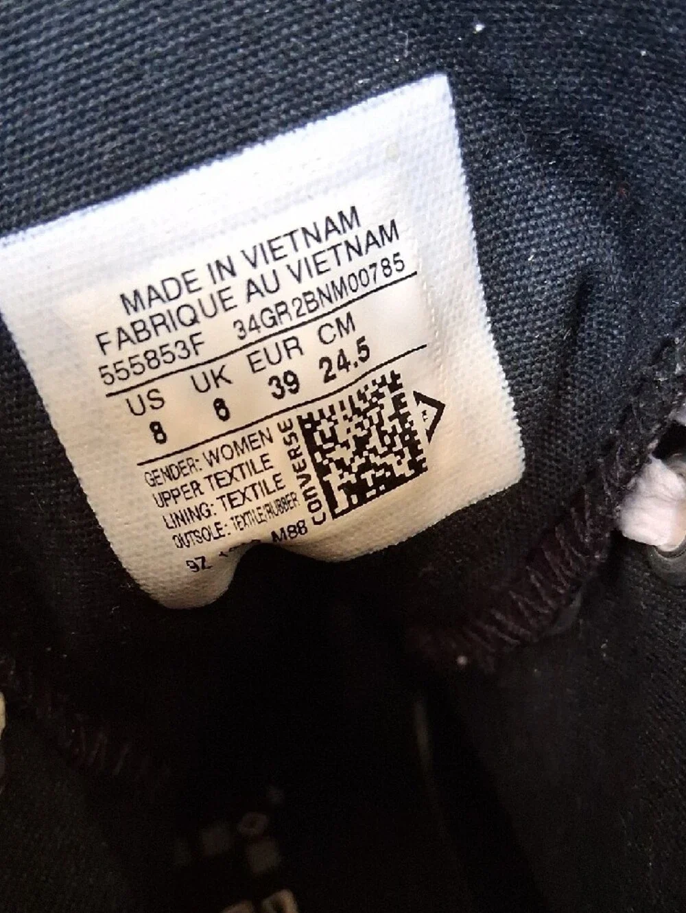 Converse Chuck Taylor All Star High Top Sneakers in Black & White Woven Pattern - Picture 3 of 4
